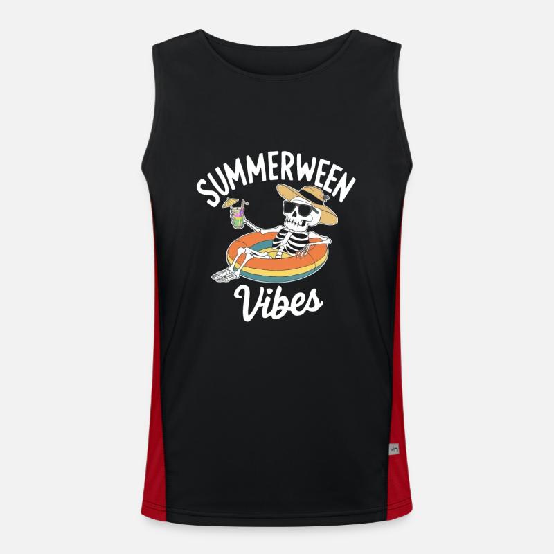 Summerween Vibes Skeleton - Men's Functional Contrast Tank Top - black/red