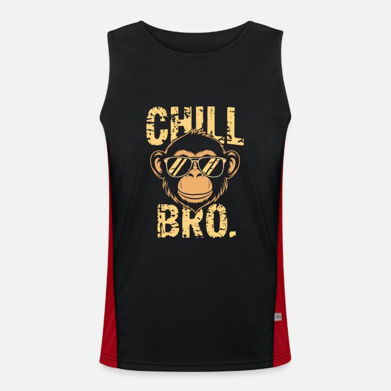 Chill Bro Cool Monkey with Sunglasses Men's Functional Contrast Tank Top 
