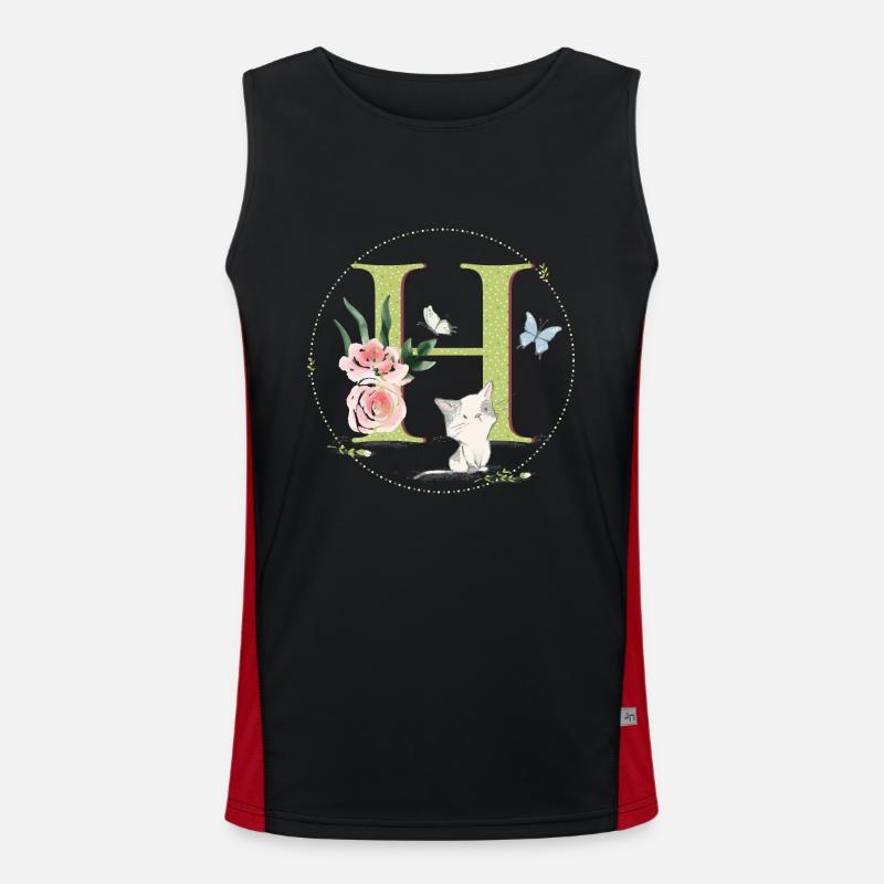 Initial letter A with cat Men's Functional Contrast Tank Top 