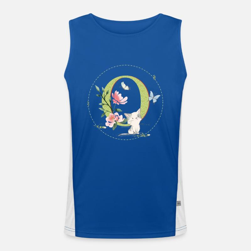 Anfangsbuchstabe O mit Katze Funktionelles Kontrast-Tank Top für Männer 