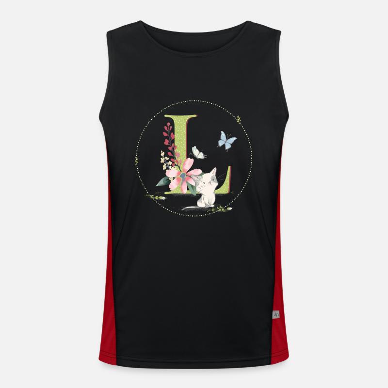 Lettre initiale L avec chat Débardeur respirant contrasté Homme 