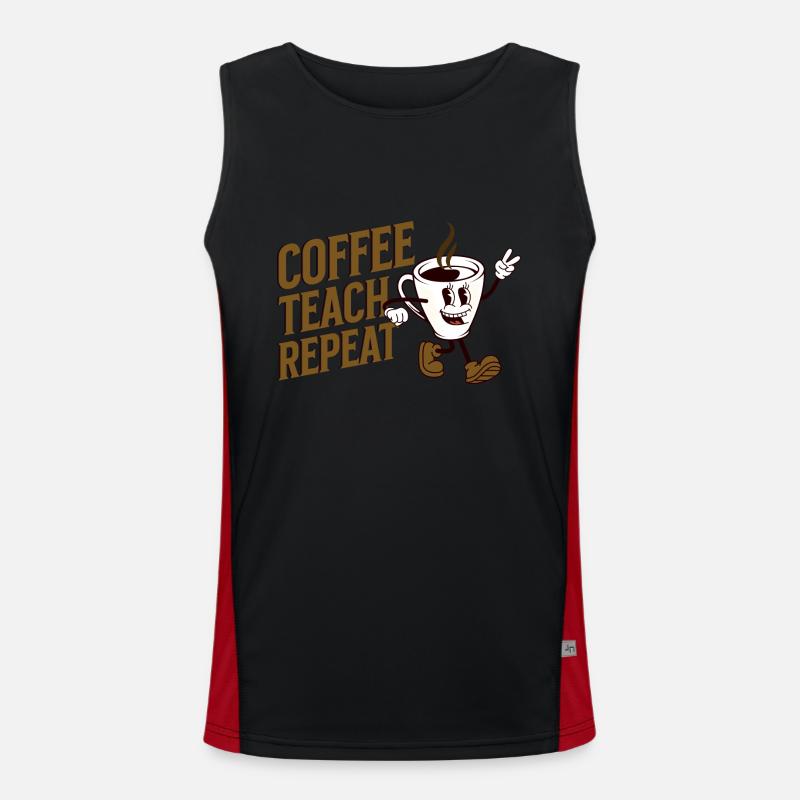 Coffee Teach Repeat Men's Functional Contrast Tank Top 