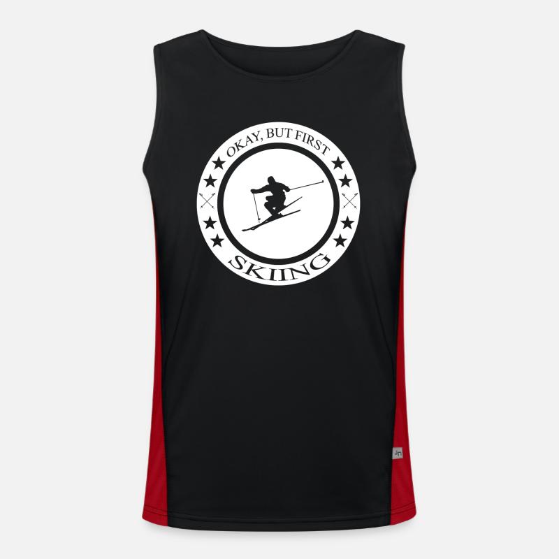 Ski Spruch Skiing Funktionelles Kontrast-Tank Top für Männer 