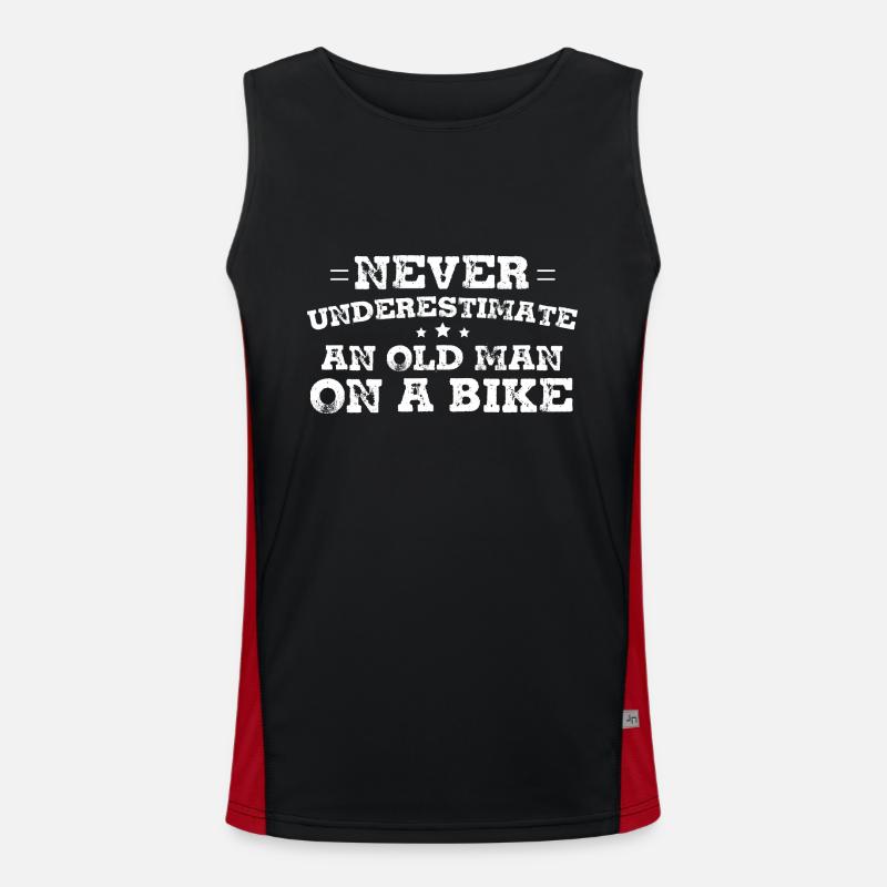 Never Underestimate An Old Man On A Bike Funktionelles Kontrast-Tank Top für Männer 