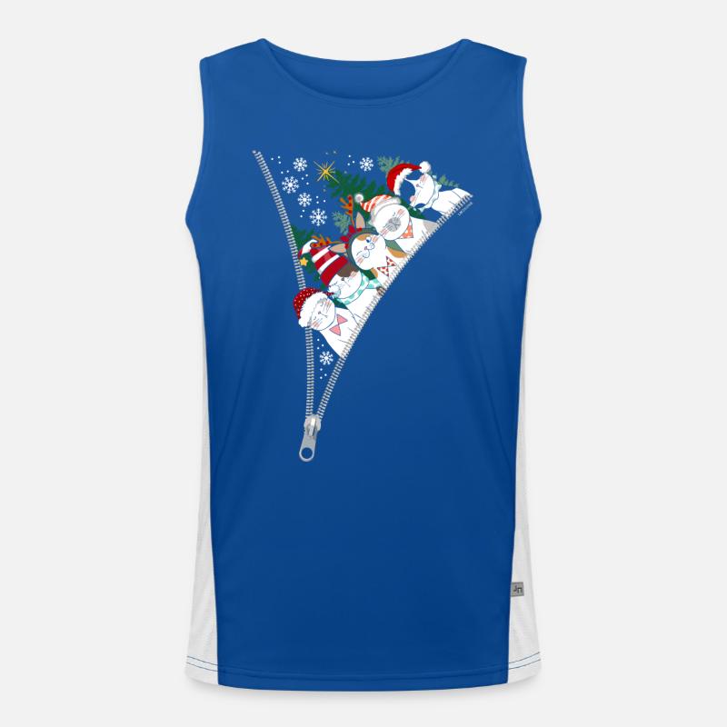 Noel fermeture éclair chats Débardeur respirant contrasté Homme 