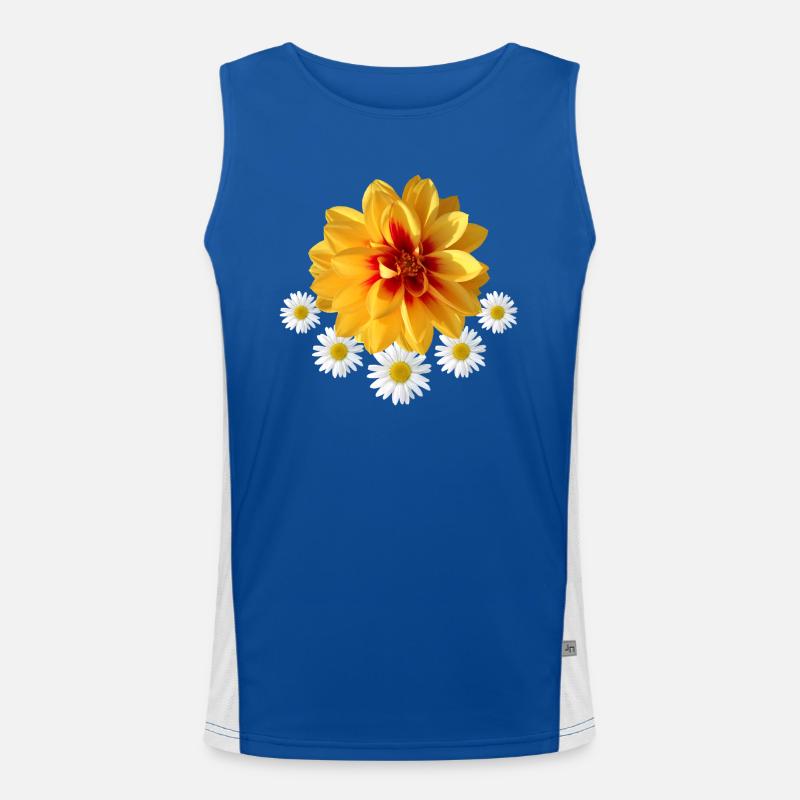 Margeriten mit gelber Blüte Gänseblümchen blumig Funktionelles Kontrast-Tank Top für Männer 