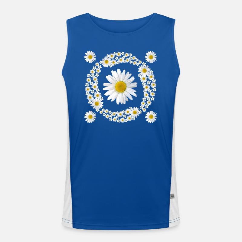 Gänseblümchen Margeriten Blumenmuster Blüte blumig Funktionelles Kontrast-Tank Top für Männer 