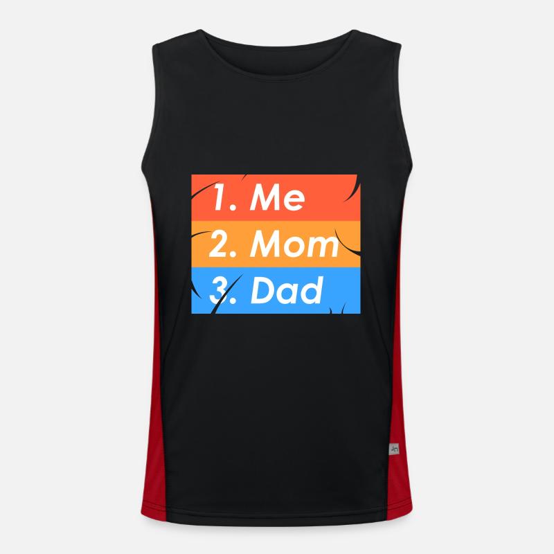 1. Ich 2. Mama 3. Papa Funktionelles Kontrast-Tank Top für Männer 