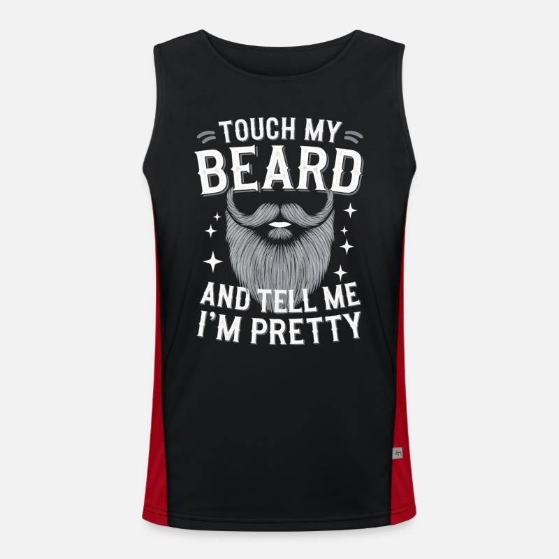 Beard Mustache Bearded Men - Men's Functional Contrast Tank Top  - black/red