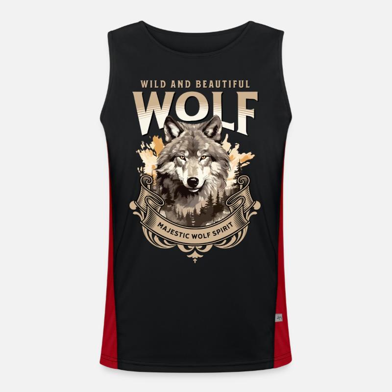 Wolf Wolf Head Predator Forest Nature Mountains Wilderness Men's Functional Contrast Tank Top 