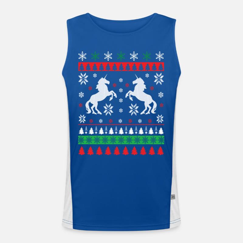 Einhorn - Ugly Christmas Funktionelles Kontrast-Tank Top für Männer 