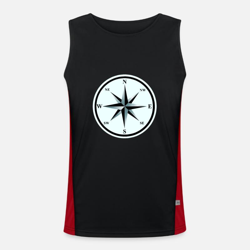 Windrose Compass Nautical Maritime Compass - Men's Functional Contrast Tank Top  - black/red
