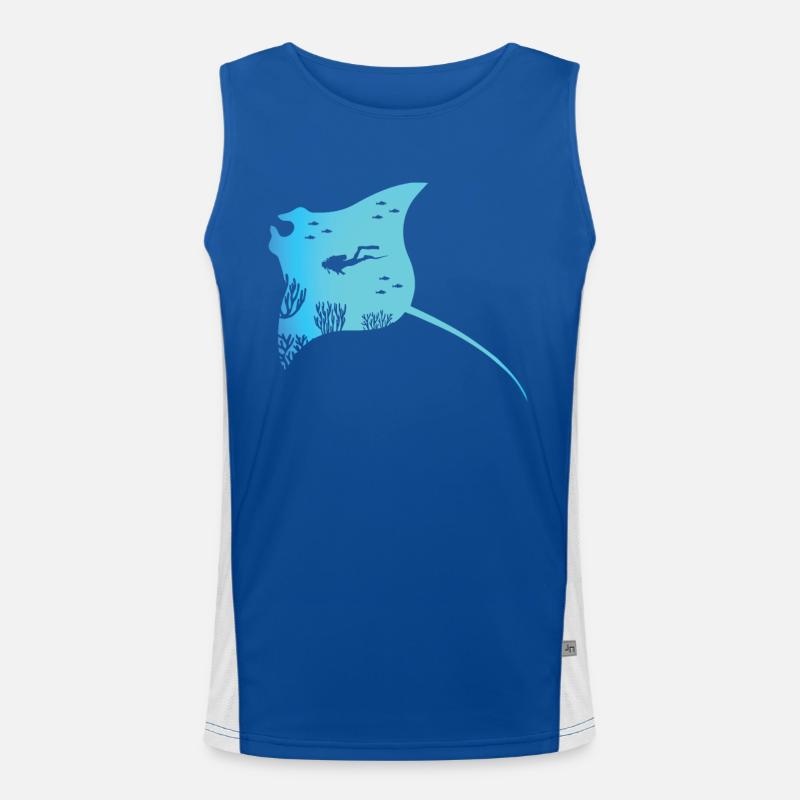 Manta Und Rochen Taucher Geschenk Funktionelles Kontrast-Tank Top für Männer 