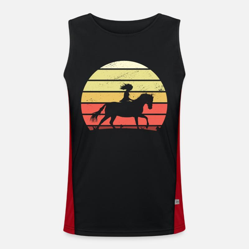 Retro Mädchen Pferd Funktionelles Kontrast-Tank Top für Männer 