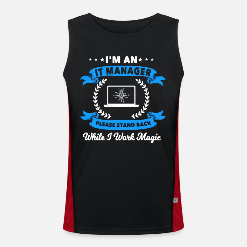 Lustiger IT Manager Spruch Funktionelles Kontrast-Tank Top für Männer 