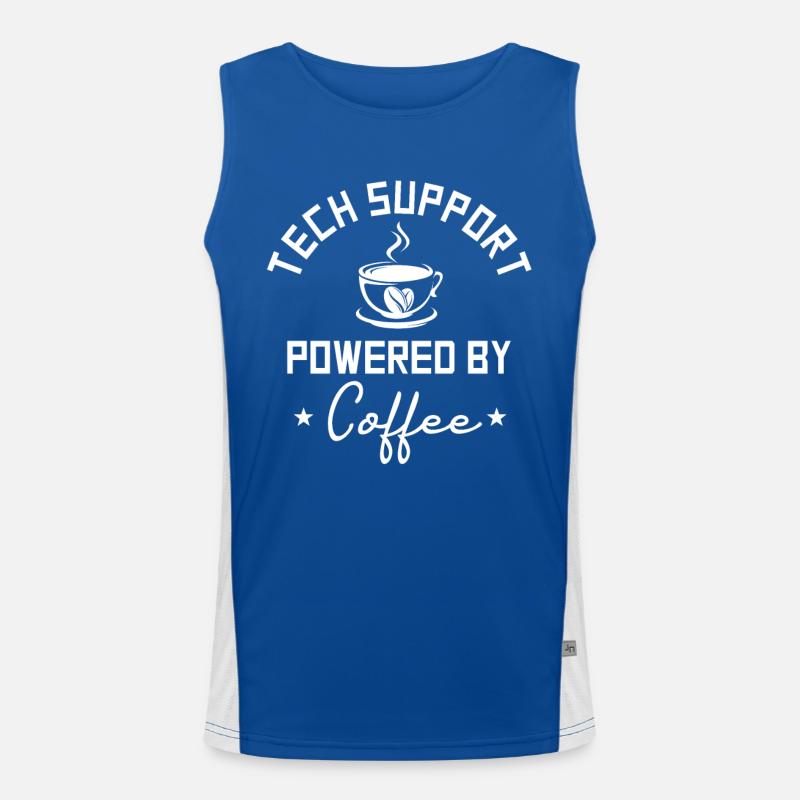 Tech Support Powered By Coffee Men's Functional Contrast Tank Top 