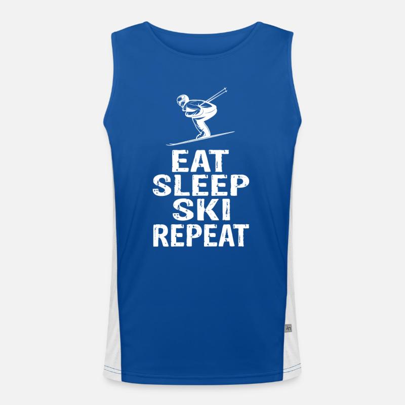 Eat Sleep Ski Repeat Funktionelles Kontrast-Tank Top für Männer 