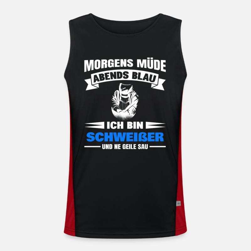 Morgens Müde Abends Blau Schweißer Funktionelles Kontrast-Tank Top für Männer 