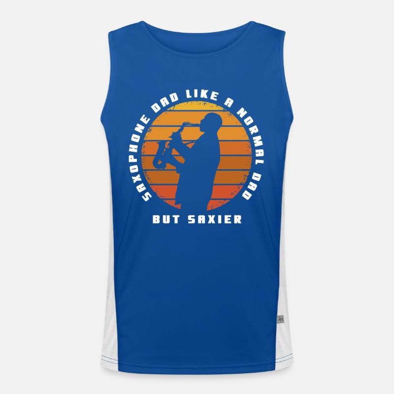 Saxophone dad like a normal dad but saxier Funktionelles Kontrast-Tank Top für Männer 
