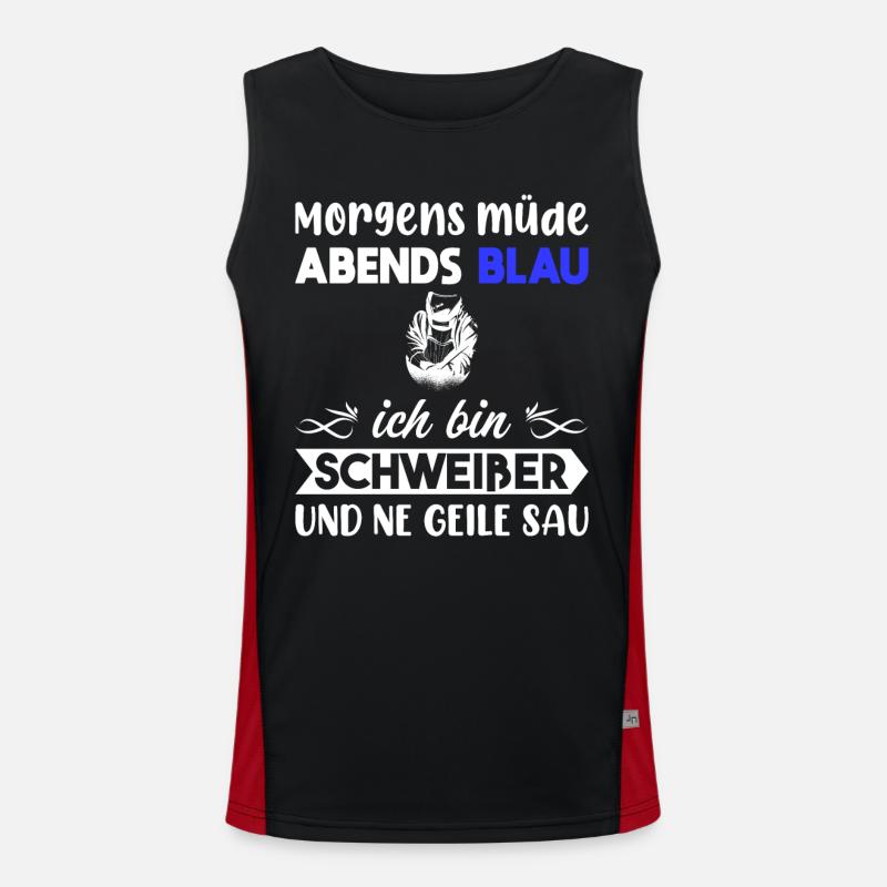 Morgens Müde Abends Blau Schweißer Funktionelles Kontrast-Tank Top für Männer 