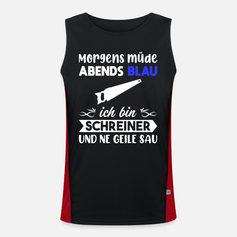 Morgens Müde Abends Blau Schreiner Funktionelles Kontrast-Tank Top für Männer 
