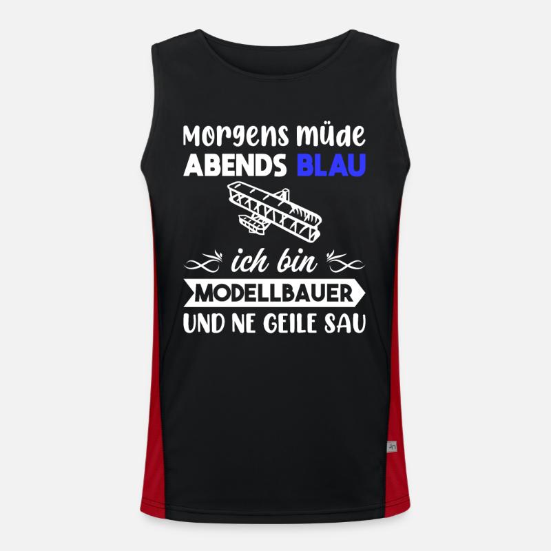 Morgens Müde Abends Blau Modellbauer Funktionelles Kontrast-Tank Top für Männer 