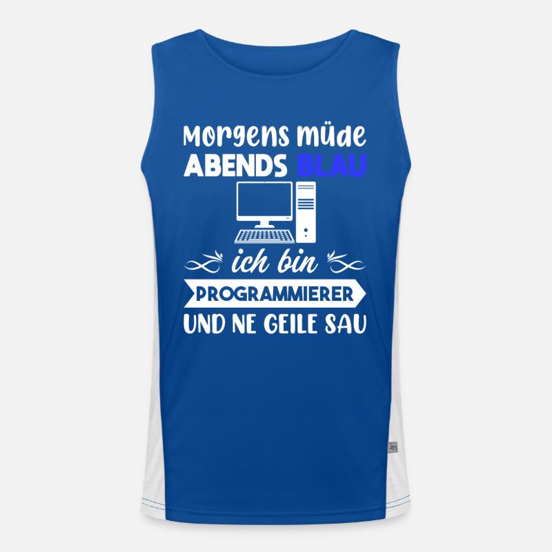 Morgens Müde Abends Blau Programmierer Funktionelles Kontrast-Tank Top für Männer 