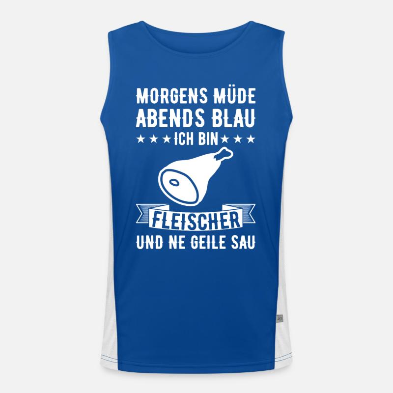 Morgens Müde Abends Blau Fleischer Funktionelles Kontrast-Tank Top für Männer 