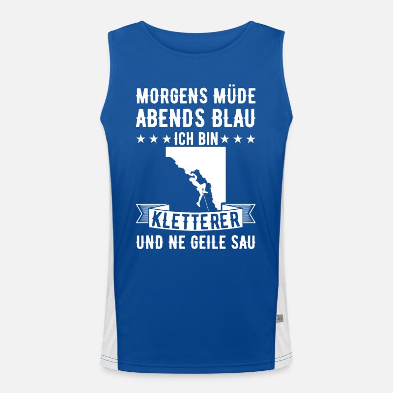 Morgens Müde Abends Blau Kletterer Funktionelles Kontrast-Tank Top für Männer 