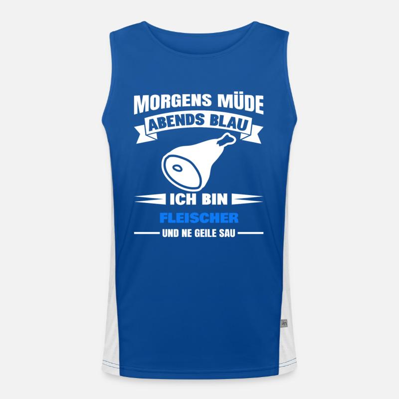 Morgens Müde Abends Blau Fleischer Funktionelles Kontrast-Tank Top für Männer 