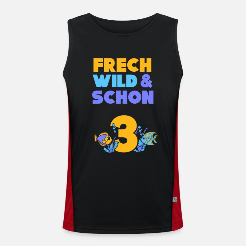 3 Jahre Geburtstag Junge Mädchen Fisch Funktionelles Kontrast-Tank Top für Männer 