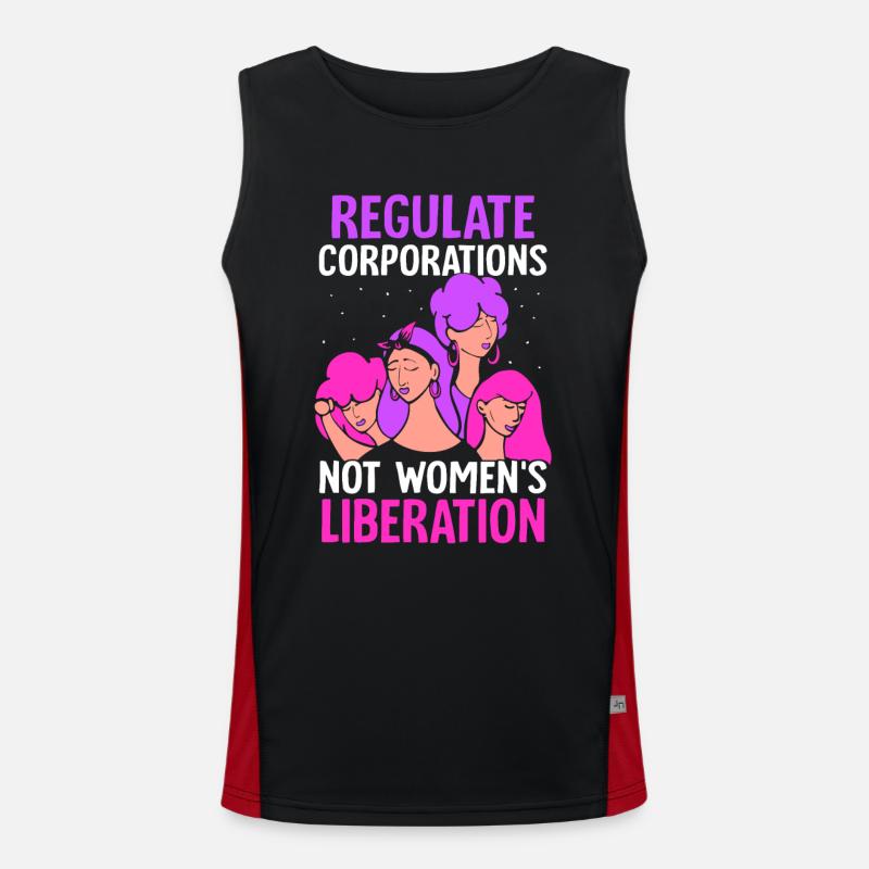 Regulate corporations - not womens liberation Funktionelles Kontrast-Tank Top für Männer 