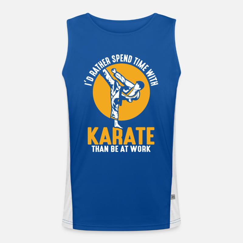 I’d rather spend time with Karate than be at work Funktionelles Kontrast-Tank Top für Männer 