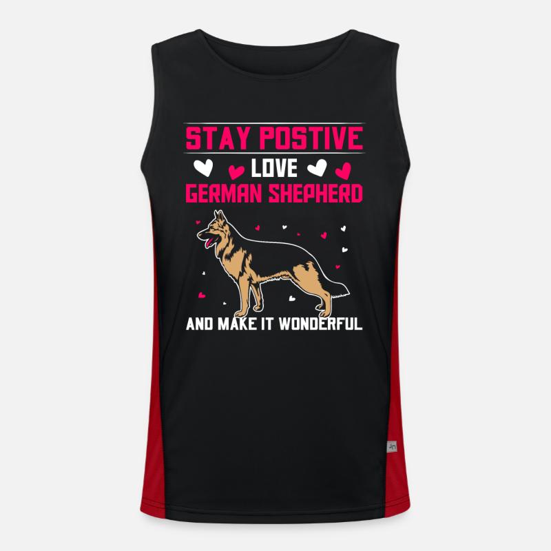 stay postive love German Shepherd Funktionelles Kontrast-Tank Top für Männer 