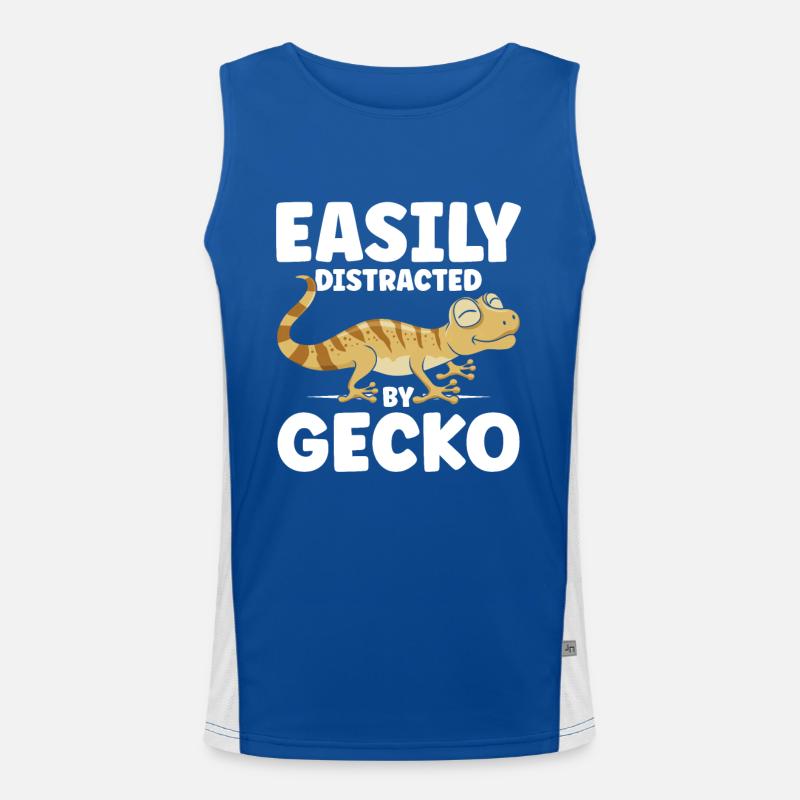Easily Distracted By Gecko Funktionelles Kontrast-Tank Top für Männer 