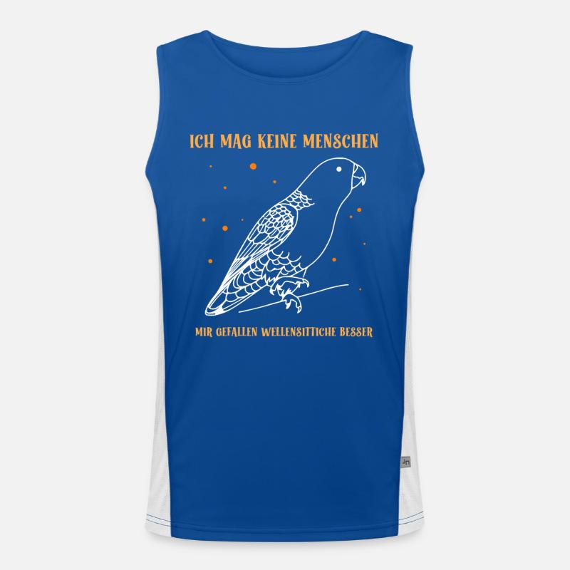 Ich mag keine Menschen Wellensittiche Funktionelles Kontrast-Tank Top für Männer 