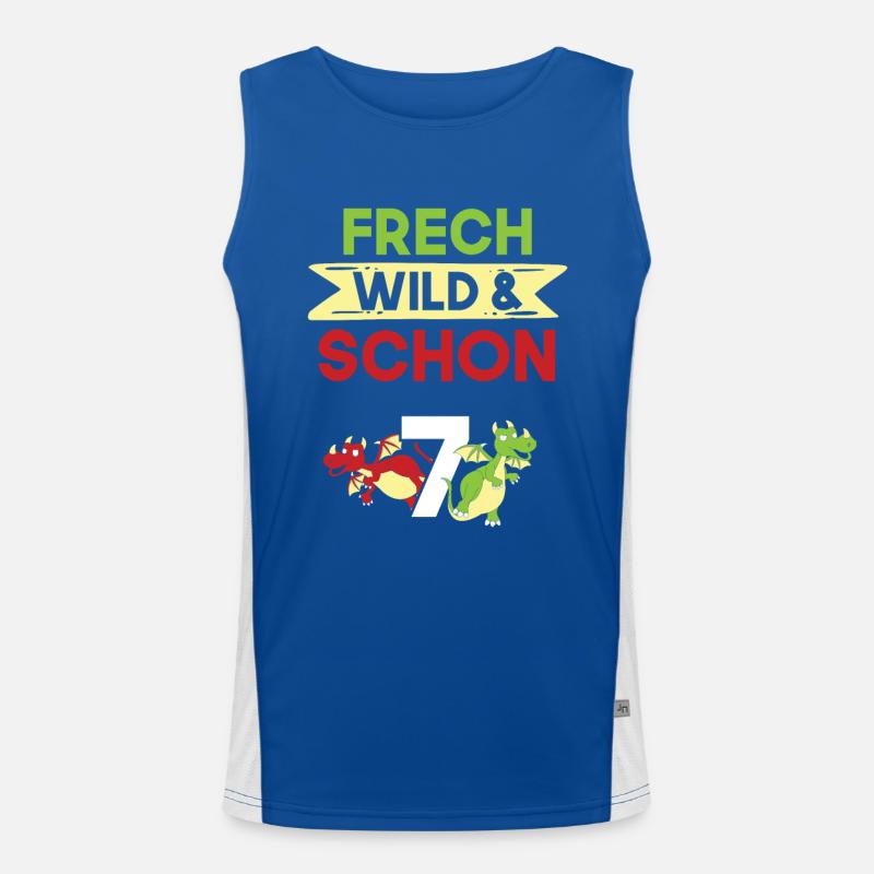 7 Jahre Geburtstag Junge Mädchen Drachen Funktionelles Kontrast-Tank Top für Männer 