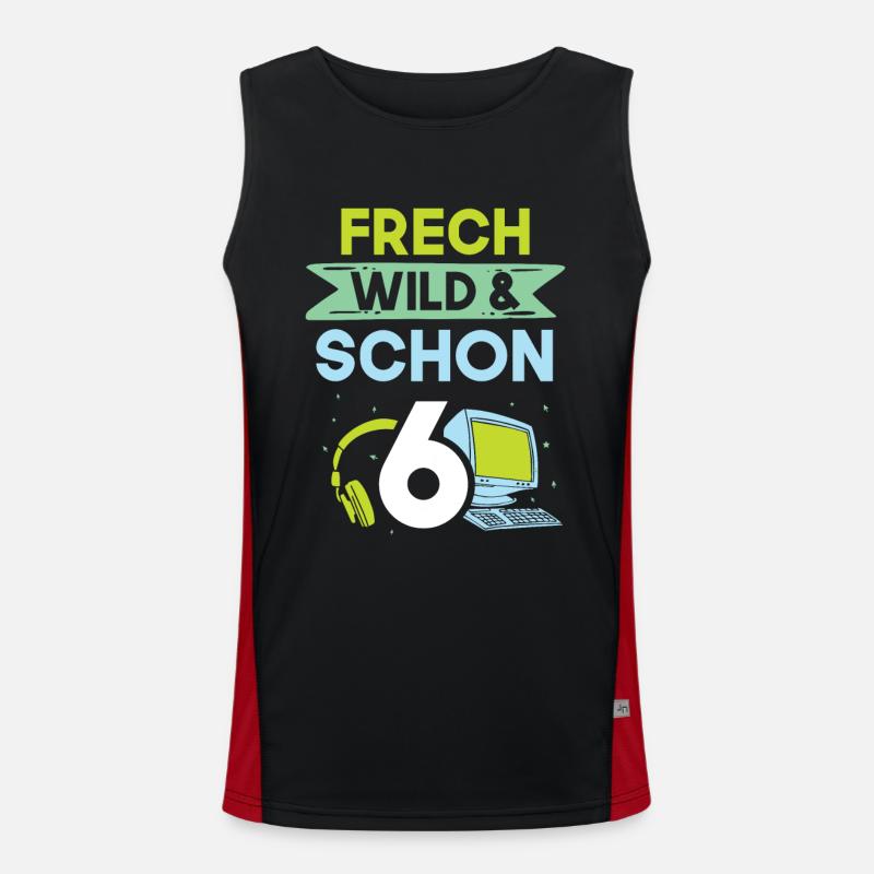 6 Jahre Geburtstag Junge Mädchen Gamer Gaming Funktionelles Kontrast-Tank Top für Männer 