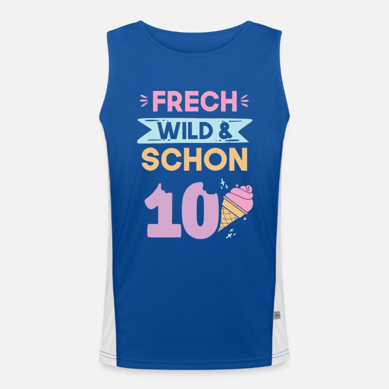 10 Jahre Geburtstag Junge Mädchen Eis essen Funktionelles Kontrast-Tank Top für Männer 