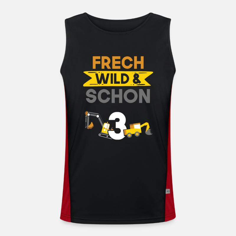 3 Jahre Geburtstag Junge Mädchen Bagger Funktionelles Kontrast-Tank Top für Männer 