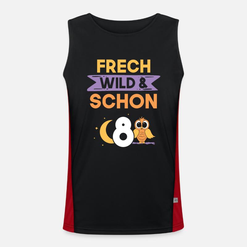 8 Jahre Geburtstag Junge Mädchen Eule Funktionelles Kontrast-Tank Top für Männer 