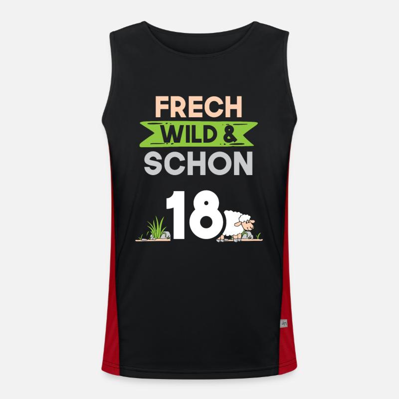 18 Jahre Geburtstag Schaf Funktionelles Kontrast-Tank Top für Männer 