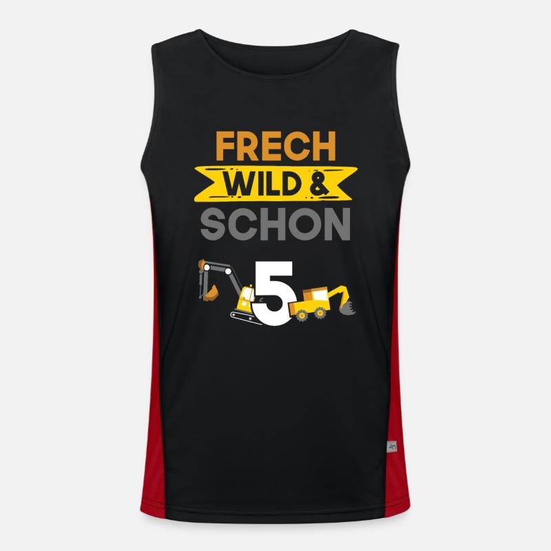 5 Jahre Geburtstag Junge Mädchen Bagger Funktionelles Kontrast-Tank Top für Männer 