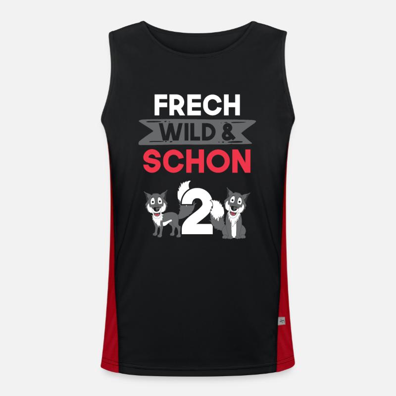 2 Jahre Geburtstag Junge Mädchen Wolf Funktionelles Kontrast-Tank Top für Männer 