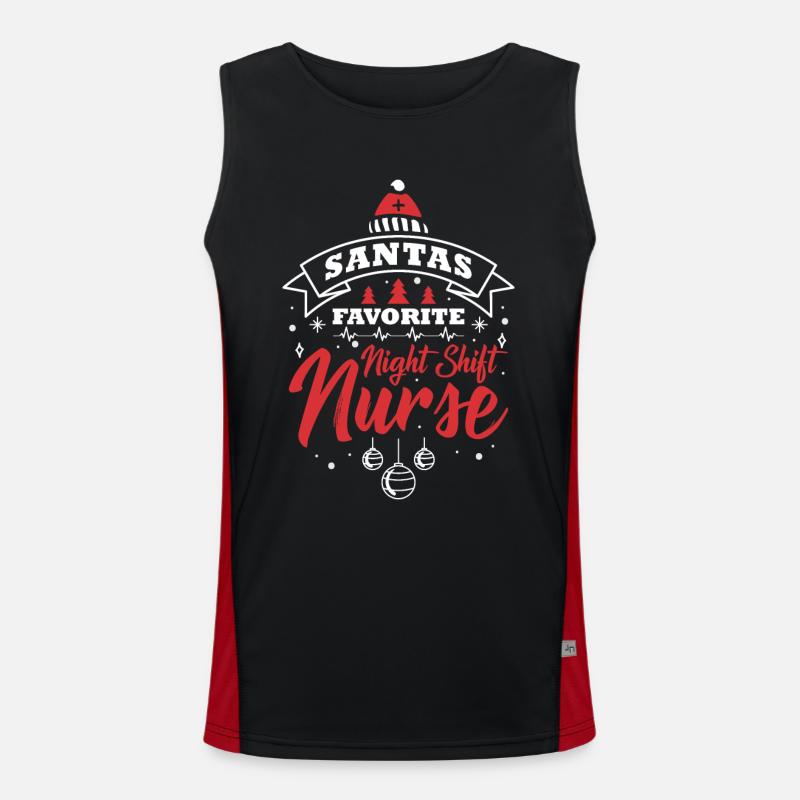Santas Favorite Night Shift Nurse Funktionelles Kontrast-Tank Top für Männer 