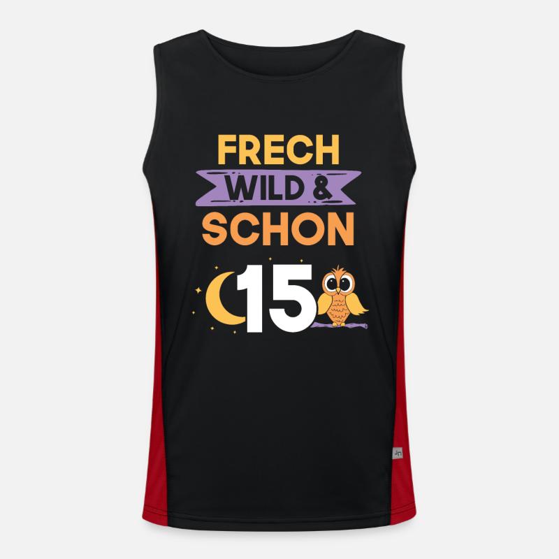 15 Jahre Geburtstag Junge Mädchen Eule Funktionelles Kontrast-Tank Top für Männer 