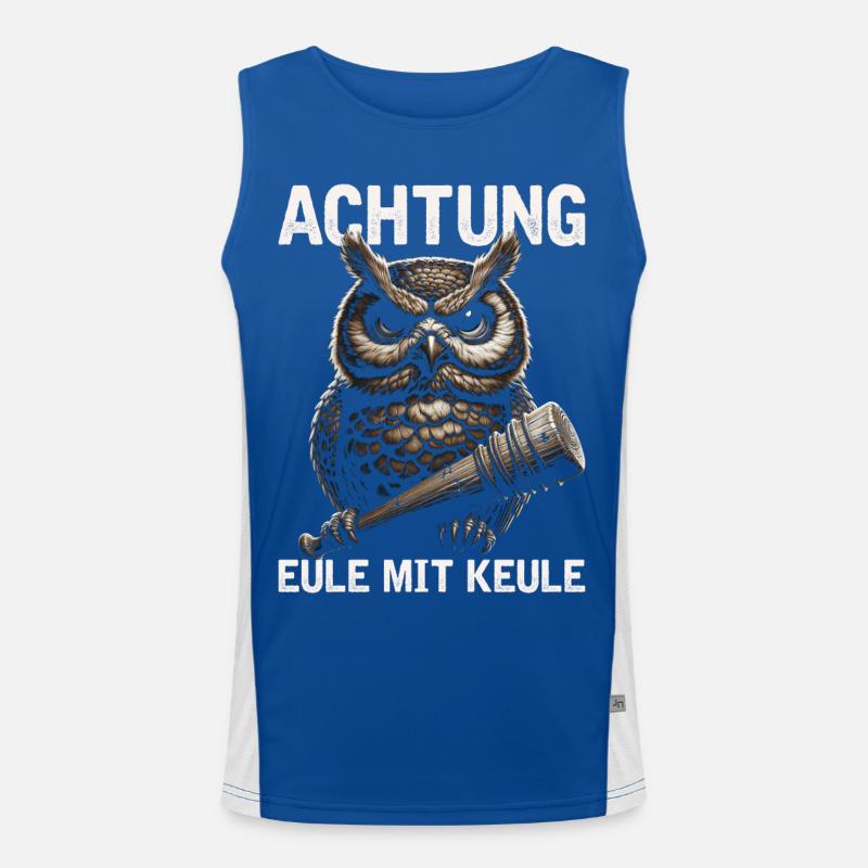 Eulenmotiv Lustige Sprüche Schläger Eule mit Keule Funktionelles Kontrast-Tank Top für Männer 