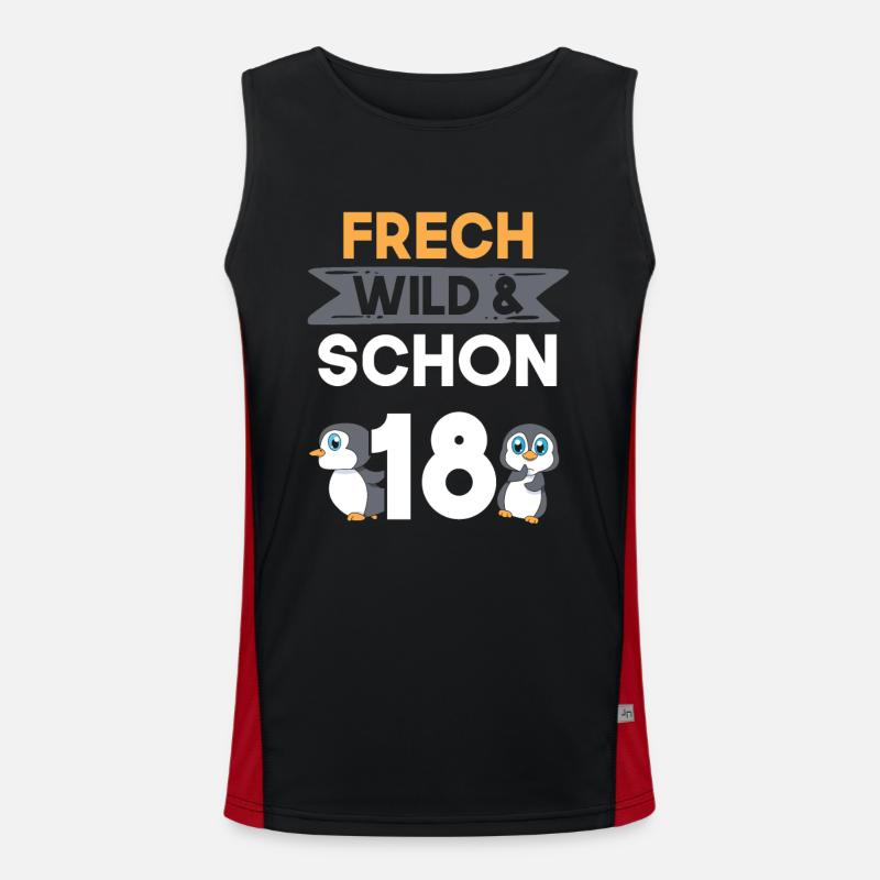 18 Jahre Geburtstag Pinguin Funktionelles Kontrast-Tank Top für Männer 