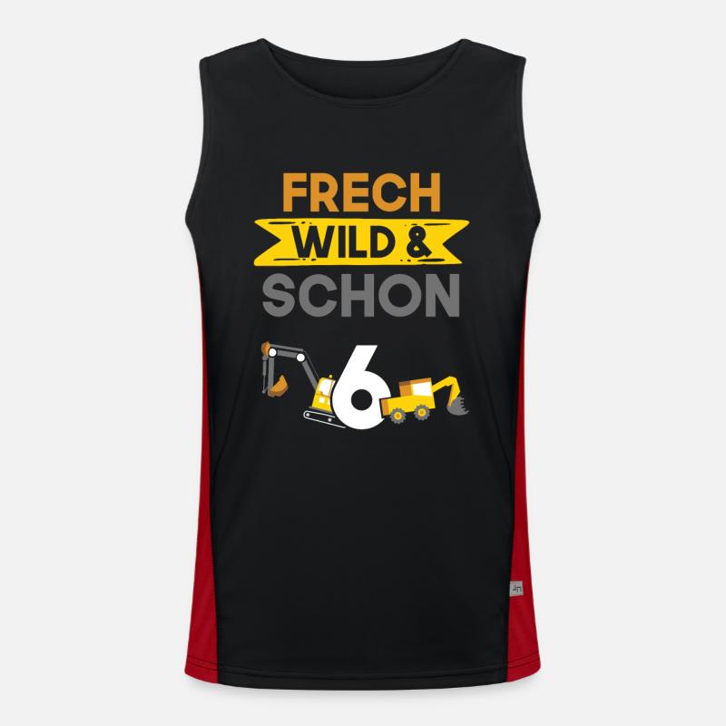 6 Jahre Geburtstag Junge Mädchen Bagger Funktionelles Kontrast-Tank Top für Männer 