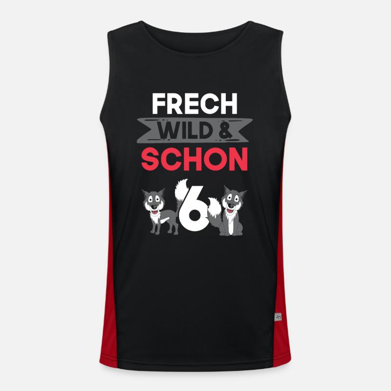 6 Jahre Geburtstag Junge Mädchen Wolf Funktionelles Kontrast-Tank Top für Männer 